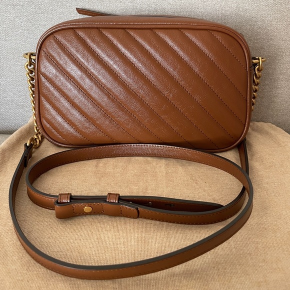 Gucci Marmont Diagonal Small Bag - Brown/Cognac - Picture 3 of 15